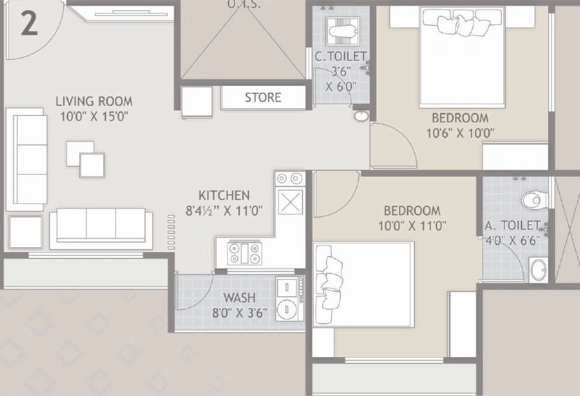 2 BHK Flat in Axis Vaidehi Hills in Dindoli, Surat - Image 499679