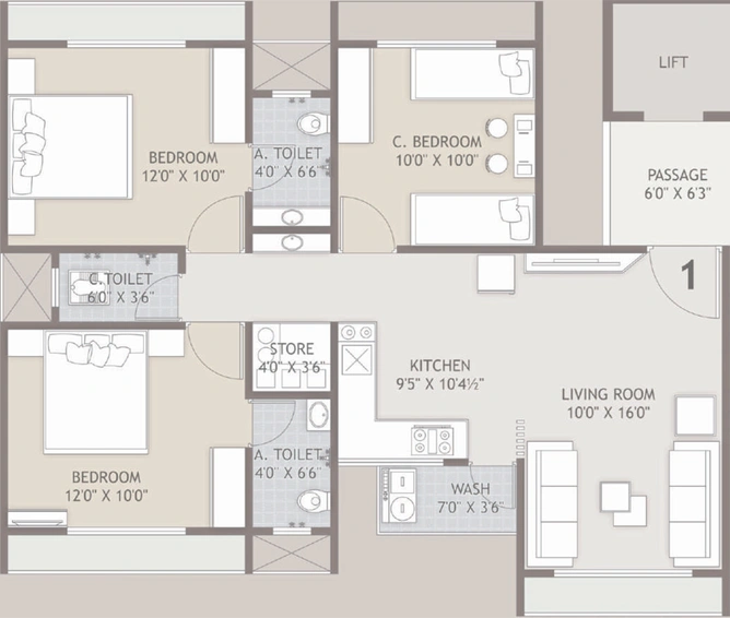 3 BHK Flat in Axis Vaidehi Hills in Dindoli, Surat - Image 499681