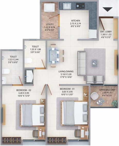 2 BHK Flat in Majestique Swapnangan in Dhayari, Pune - Image 439824