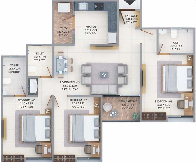 3 BHK Flat in Majestique Swapnangan in Dhayari, Pune - Image 439825