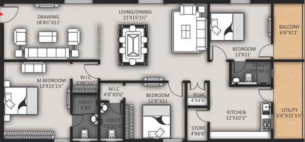 3 BHK Flat in GNR Vasavi Nirvana in Attapur, Hyderabad - Image 480233