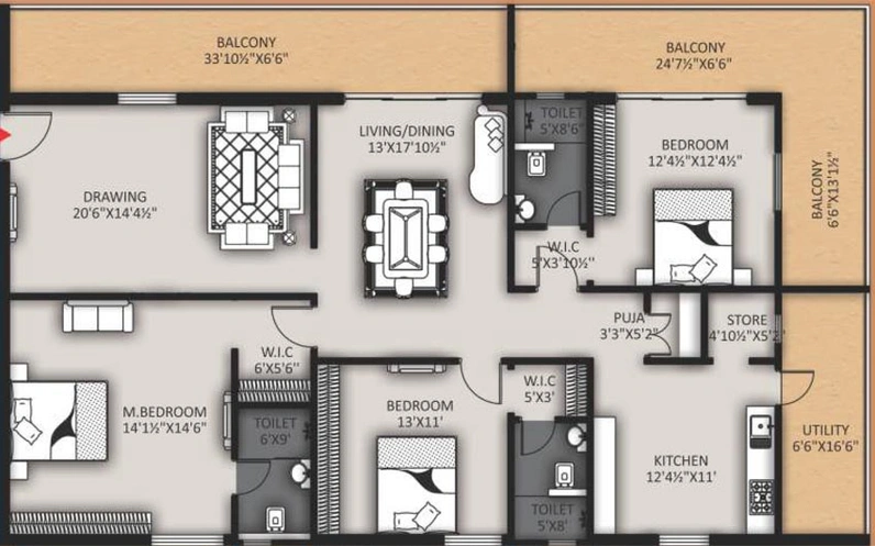 3 BHK Flat in GNR Vasavi Nirvana in Attapur, Hyderabad - Image 480237