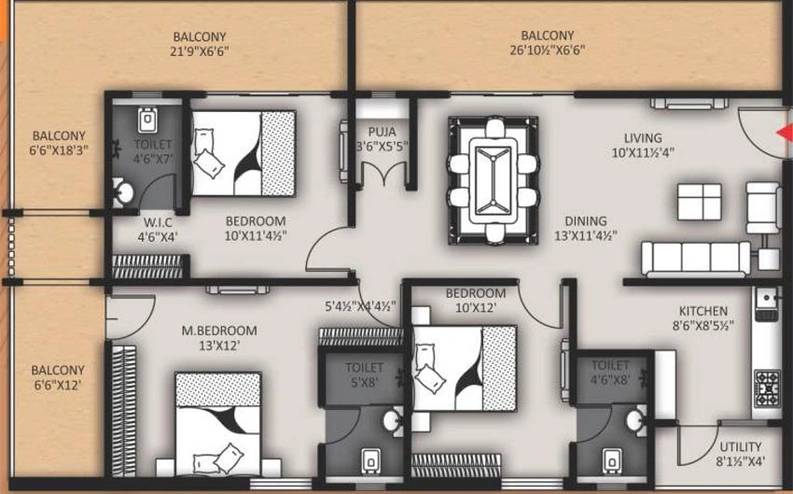 3 BHK Flat in GNR Vasavi Nirvana in Attapur, Hyderabad - Image 480232