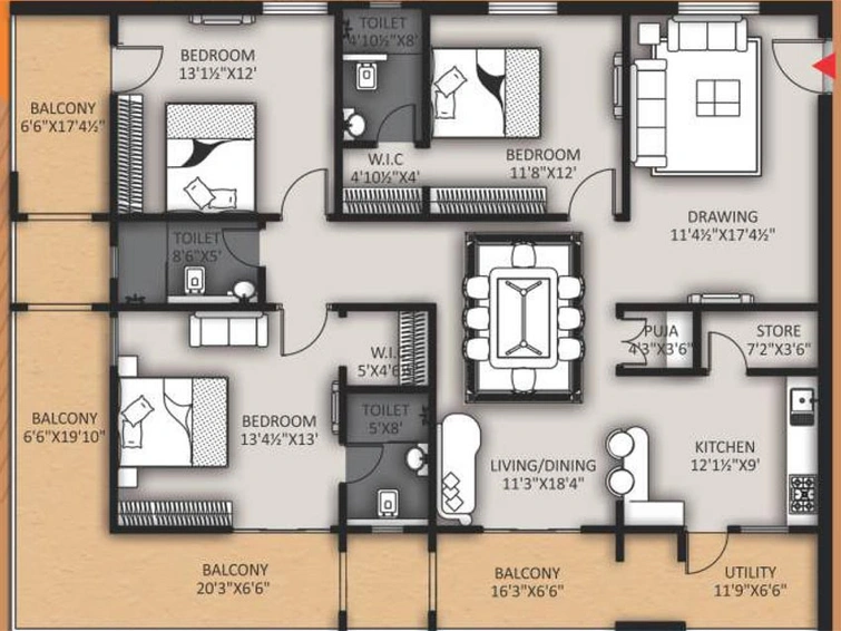 3 BHK Flat in GNR Vasavi Nirvana in Attapur, Hyderabad - Image 480235