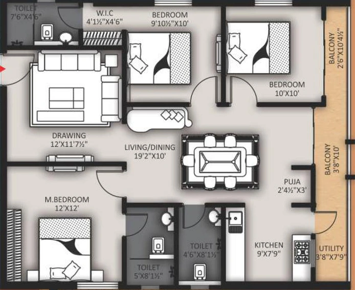 3 BHK Flat in GNR Vasavi Nirvana in Attapur, Hyderabad - Image 480230