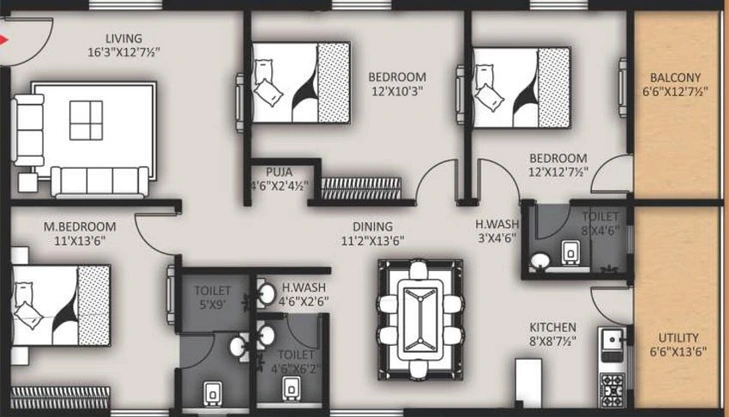 3 BHK Flat in GNR Vasavi Nirvana in Attapur, Hyderabad - Image 480231