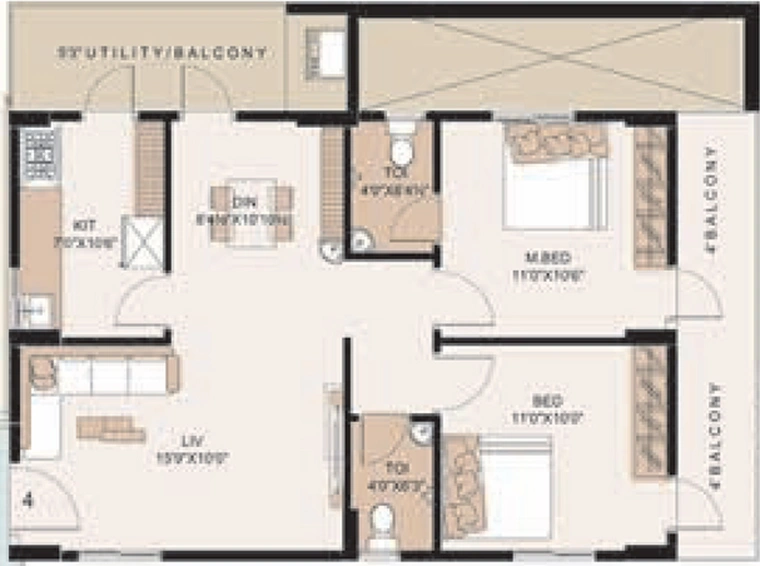 2 BHK Flat in MVV Sri Nivasam in Gajuwaka, Visakhapatnam - Image 491148