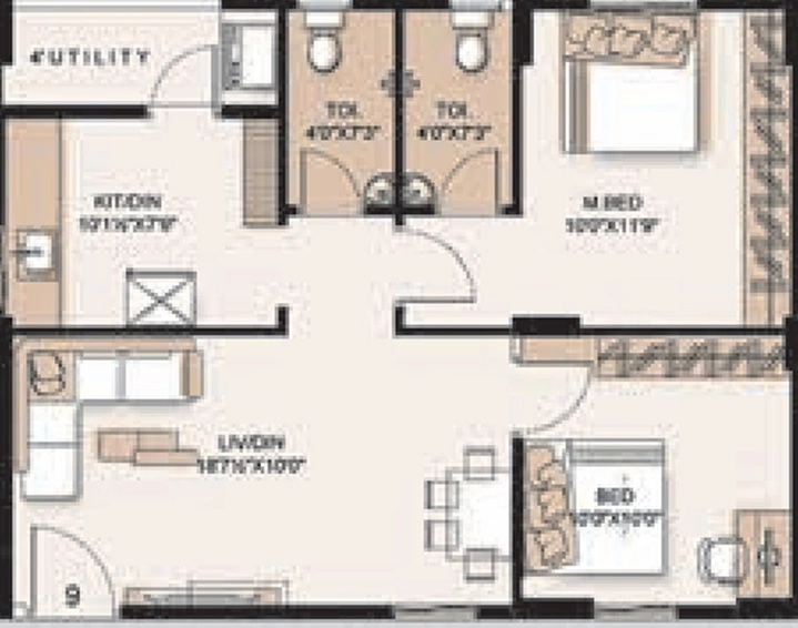 2 BHK Flat in MVV Sri Nivasam in Gajuwaka, Visakhapatnam - Image 491145