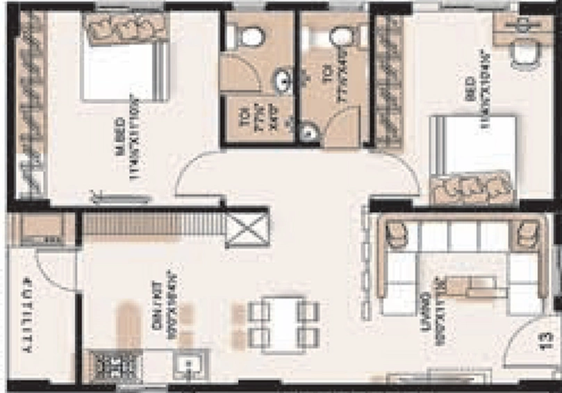 2 BHK Flat in MVV Sri Nivasam in Gajuwaka, Visakhapatnam - Image 491146
