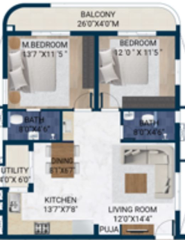 2 BHK Flat in Rubrick Tripura in Gandi Maisamma, Hyderabad - Image 480049