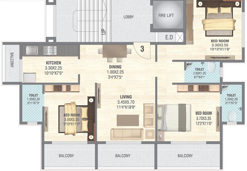 3 BHK Flat in Neelkanth Snehshree in Panvel, Navi Mumbai - Image 480007