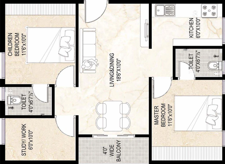 2 BHK Flat in Vista One in Atchutapuram, Visakhapatnam - Image 491198
