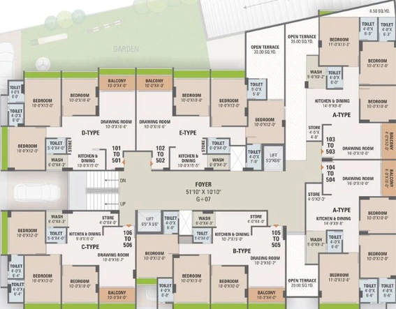 Floor Plan of Ambica United Elenza in Chandkheda, Ahmedabad - Image 42647