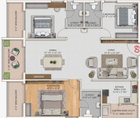 3 BHK Flat in Risinia Twinz in Bachupally, Hyderabad - Image 482609