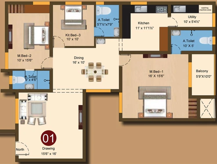3 BHK Flat in Sree Daksha Avalipta in Vadavalli, Coimbatore - Image 519147