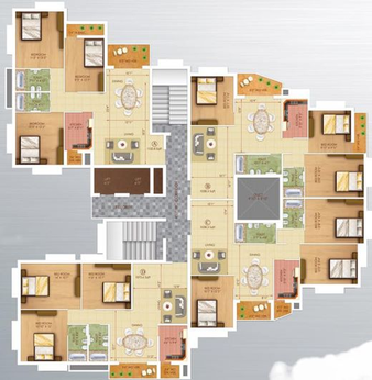 Floor Plan of Rajwada Altitude in EM Bypass, Kolkata - Image 58469