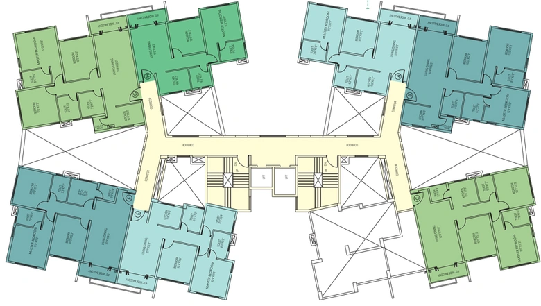 Floor Plan of Siddha Happyville in Rajarhat, Kolkata - Image 58670