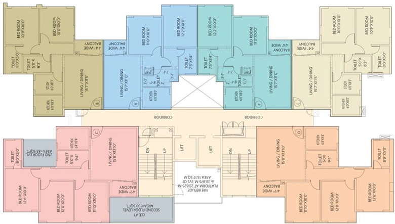 Floor Plan of Siddha Suburbia Apartment in EM Bypass, Kolkata - Image 58701