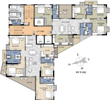 Floor Plan of Mani Crest in Entally, Kolkata - Image 58736
