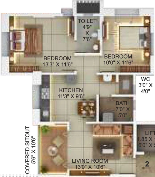 2 BHK Flat in Ranawat Riverdale in Karve Nagar, Pune - Image 440258