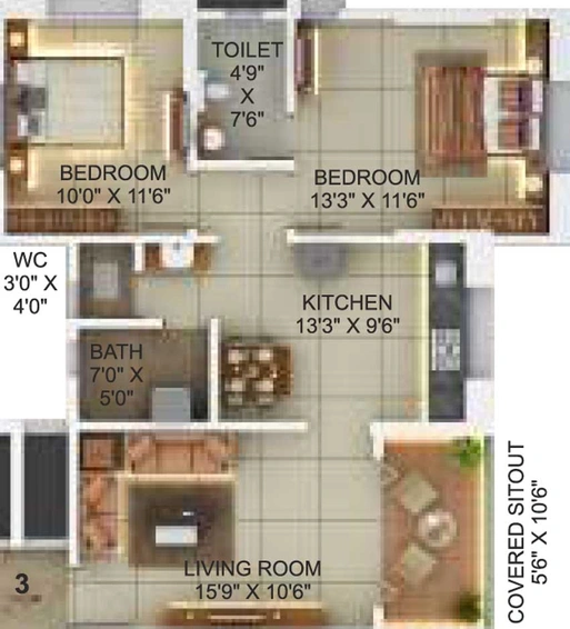 2 BHK Flat in Ranawat Riverdale in Karve Nagar, Pune - Image 440259