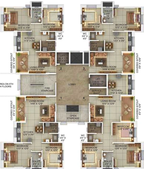 Floor Plan of Ranawat Riverdale in Karve Nagar, Pune - Image 20234