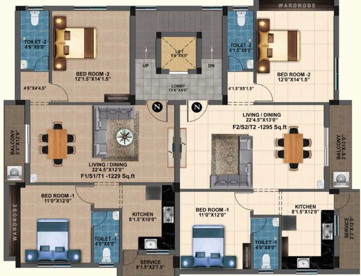Floor Plan of MP Feathers in Pammal, Chennai - Image 58113