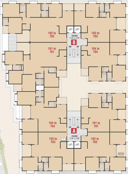 Floor Plan of Sarjak The Sarthak in Kudasan, Gandhinagar - Image 63583