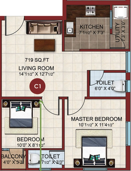 2 BHK Flat in GCC Parkview in Guduvancheri, Chennai - Image 518019