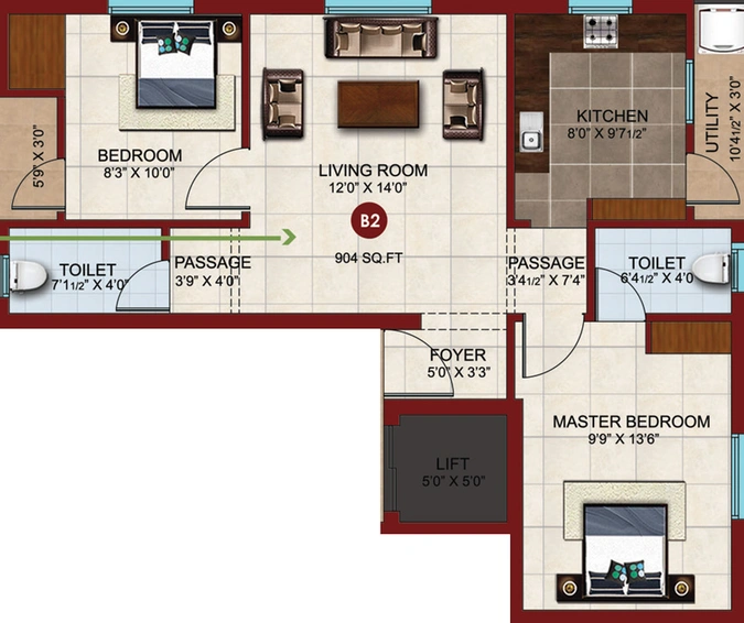 2 BHK Flat in GCC Parkview in Guduvancheri, Chennai - Image 518021