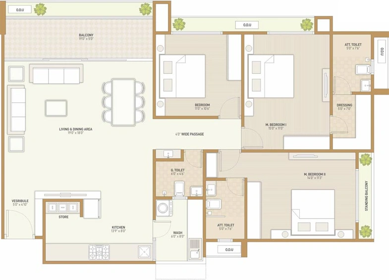 3 BHK Flat in Shreeji Landmark in Sargasan, Gandhinagar - Image 549749