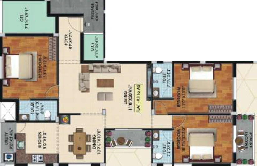 3 BHK Flat in KB Courtyard in T Nagar, Chennai - Image 518266
