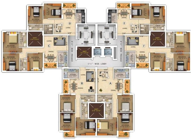 Floor Plan of Rajwada Royal Gardens in Narendrapur, Kolkata - Image 58344