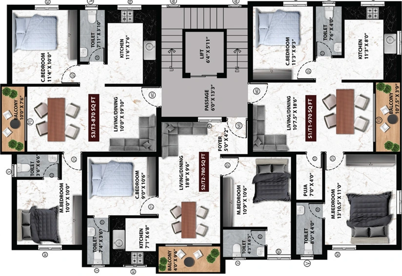 Floor Plan of Viva Valter in Pozhichalur, Chennai - Image 58279