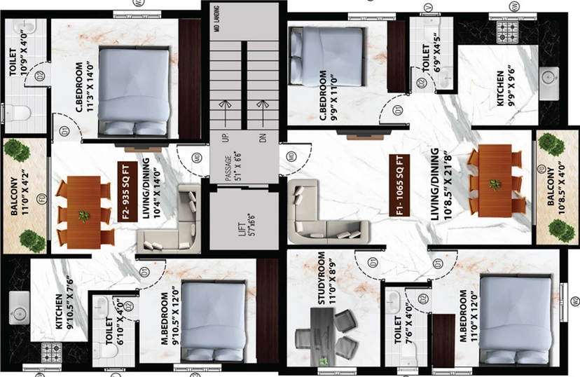 Floor Plan of Viva Venita in Kovilambakkam, Chennai - Image 58399