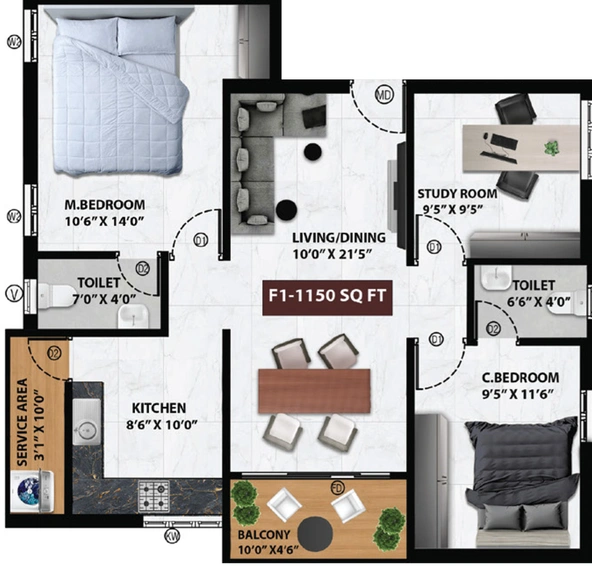 3 BHK Flat in Viva Vaso in Pammal, Chennai - Image 518259