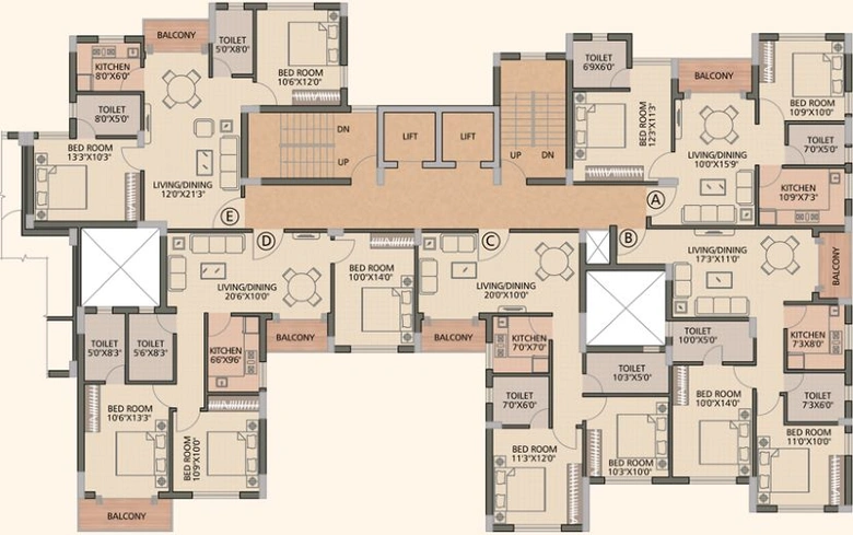 Floor Plan of Diamond Navita in Madhyamgram, Kolkata - Image 58939