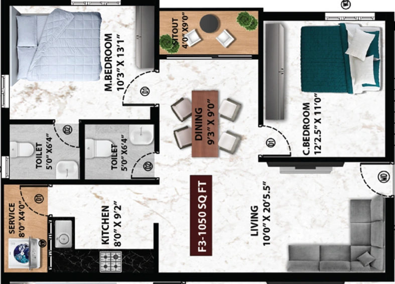 2 BHK Flat in Viva View in Pammal, Chennai - Image 521950