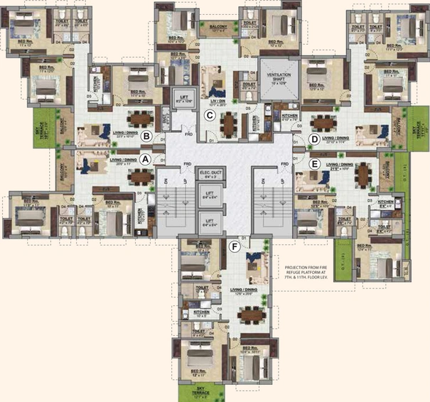 Floor Plan of Kalim Riviera in Khidirpur, Kolkata - Image 59265