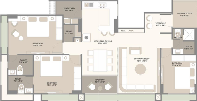 3 BHK Flat in Vinayak Sapphire in Sargasan, Gandhinagar - Image 550221
