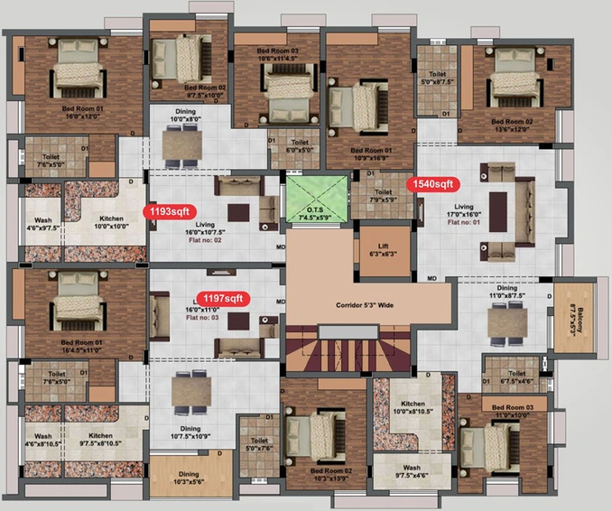 Floor Plan of Navaneetha Oak Crown in Singanallur, Coimbatore - Image 168051