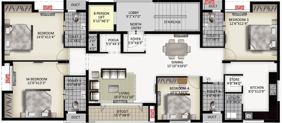 Floor Plan of DRA Gokulam in Nungambakkam, Chennai - Image 58807