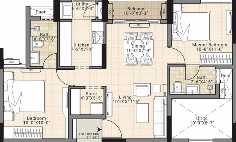 2 BHK Flat in DRA Centralia in Navalur, Chennai - Image 522095