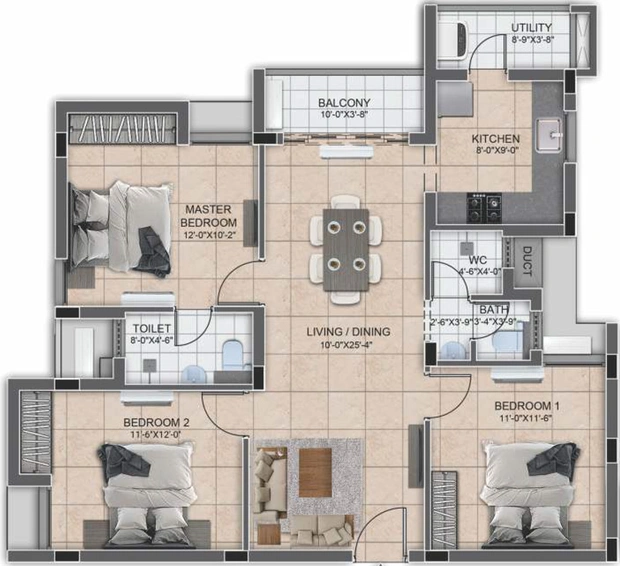 3 BHK Flat in DRA Urbania in Avadi, Chennai - Image 521835