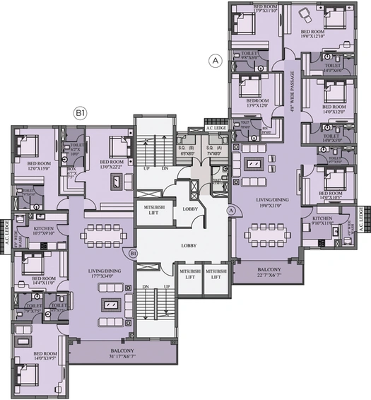 Floor Plan of Prasad Altitude 16 in Elgin, Kolkata - Image 59374