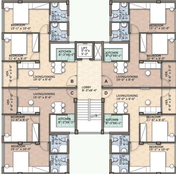 Floor Plan of Rohra Address in New Town, Kolkata - Image 59390