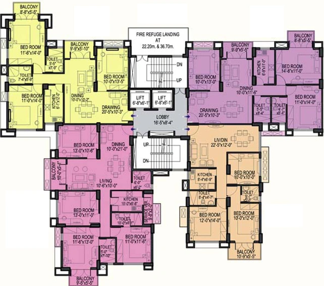 Floor Plan of Rohra Heights in New Town, Kolkata - Image 59406