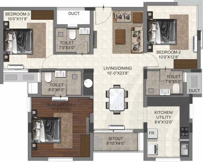 3 BHK Flat in DRA Trinity in Thoraipakkam, Chennai - Image 524801