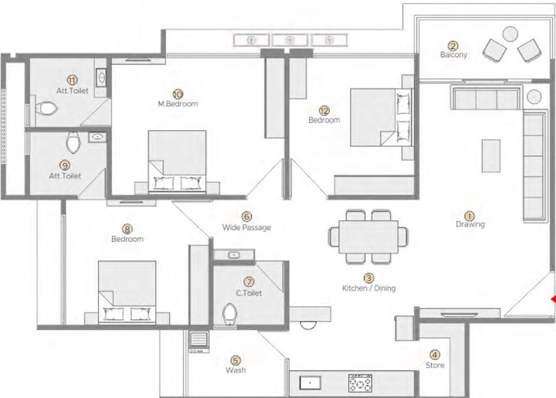 3 BHK Flat in Keshav Balmukund Reflect in Randesan, Gandhinagar - Image 551864