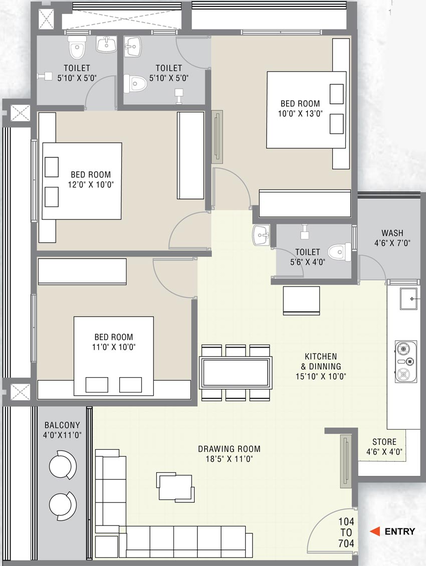 3 BHK Flat in Chandraprabha Kedar Residency in Randheja, Gandhinagar - Image 552197